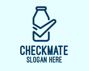 Blue Check Milk Bottle logo design