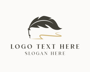 Author - Writer Feather Quill logo design