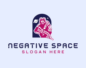 Space Robot Shooter logo design
