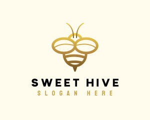 Simple Golden Bee logo design