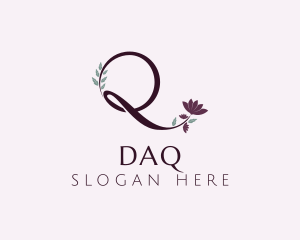 Elegant Flower Letter Q  Logo