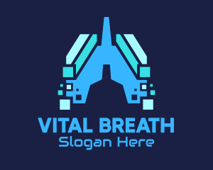 Blue Digital Lungs Tech logo design