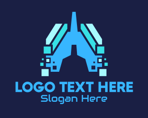 Pixel - Blue Digital Lungs Tech logo design