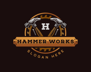 Hammer - Carpentry Woodwork Hammer logo design