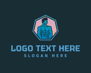 Muscular - Masculine Bodybuilder Muscle logo design