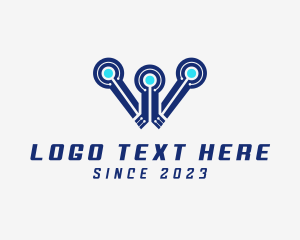Web Design - Cyber Digital Circuit Letter W logo design