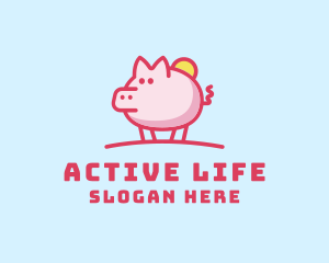Meat - Sunshine Pig Cartoon logo design