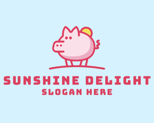 Sunshine Pig Cartoon logo design