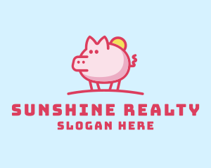 Sunshine Pig Cartoon logo design