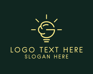 Power - Brain Lightbulb Letter G logo design