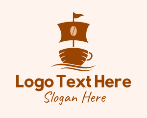 Coffee Bean - Brown Coffee Boat logo design