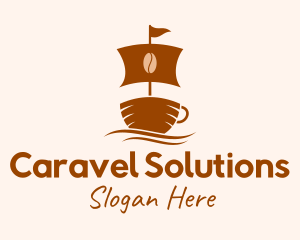 Caravel - Brown Coffee Boat logo design