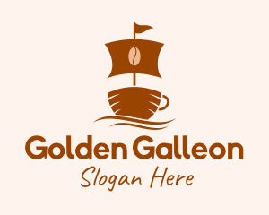 Galleon - Brown Coffee Boat logo design