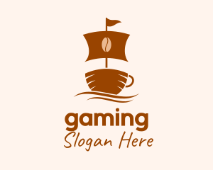 Caffeine - Brown Coffee Boat logo design