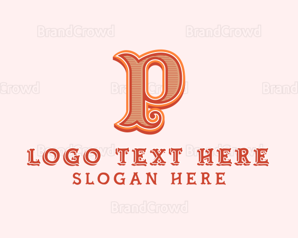 Victorian Retro Boutique Letter P Logo