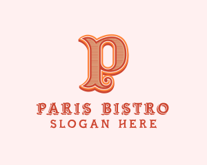 Victorian Retro Boutique Letter P logo design