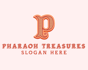 Victorian Retro Boutique Letter P logo design