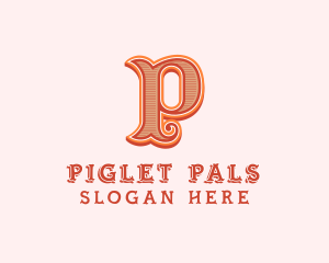 Victorian Retro Boutique Letter P logo design