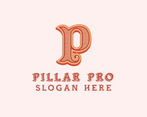 Victorian Retro Boutique Letter P logo design