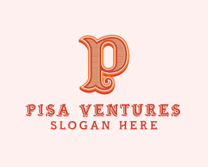 Victorian Retro Boutique Letter P logo design