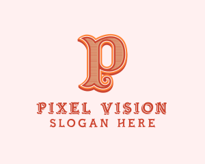 Victorian Retro Boutique Letter P logo design