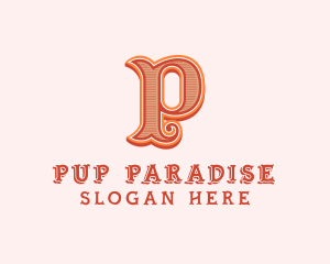 Victorian Retro Boutique Letter P logo design