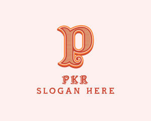 Victorian Retro Boutique Letter P logo design