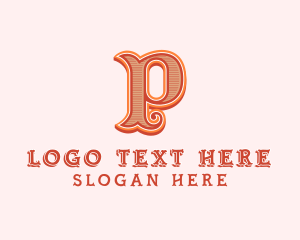Fashion - Victorian Retro Boutique Letter P logo design