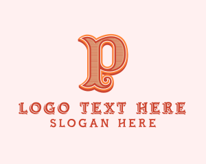 Victorian Retro Boutique Letter P Logo