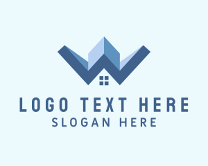 Blue - Window House Letter W logo design