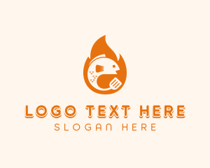 Hot - Grilled Fish Barbecue logo design