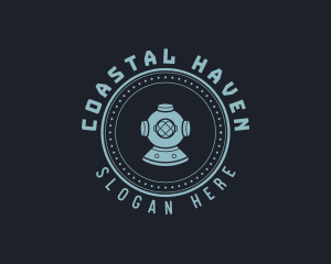 Hipster Scuba Diving Helmet logo design