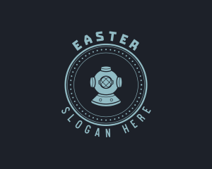 Aqua - Hipster Scuba Diving Helmet logo design