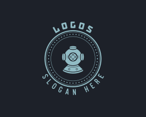 Naval - Hipster Scuba Diving Helmet logo design