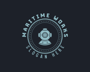 Hipster Scuba Diving Helmet logo design