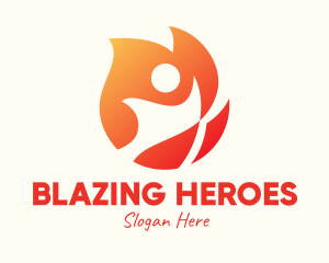 Firefighter - Gradient Flame Person logo design