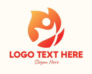 Restaurant - Gradient Flame Person logo design