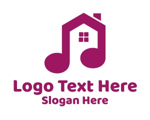 Purple Instrument - Purple Music Note House logo design