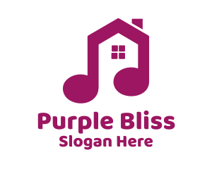 Purple Music Note House logo design