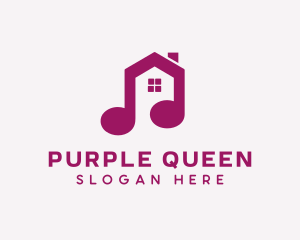 Purple Music Note House logo design