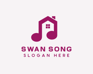 Purple Music Note House logo design