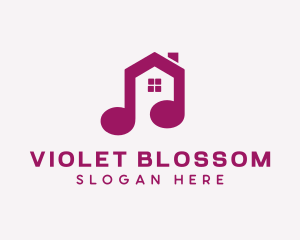 Purple Music Note House logo design