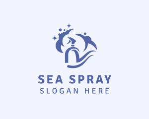 Sanitary Spray Bottle Cleaner logo design