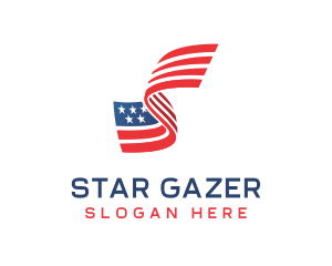 Star Stripe Flag Letter S logo design