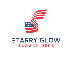 Star Stripe Flag Letter S logo design