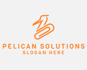 Pelican - Swan Paper Clip logo design