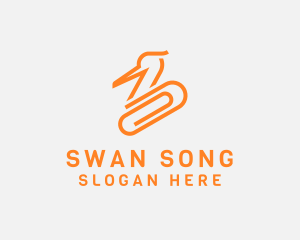 Swan Paper Clip logo design