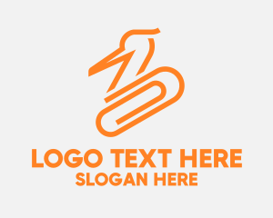 Pelican - Swan Paper Clip logo design