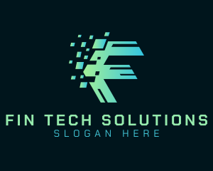 Pixel Tech Letter F logo design