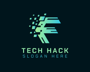 Hack - Pixel Tech Letter F logo design